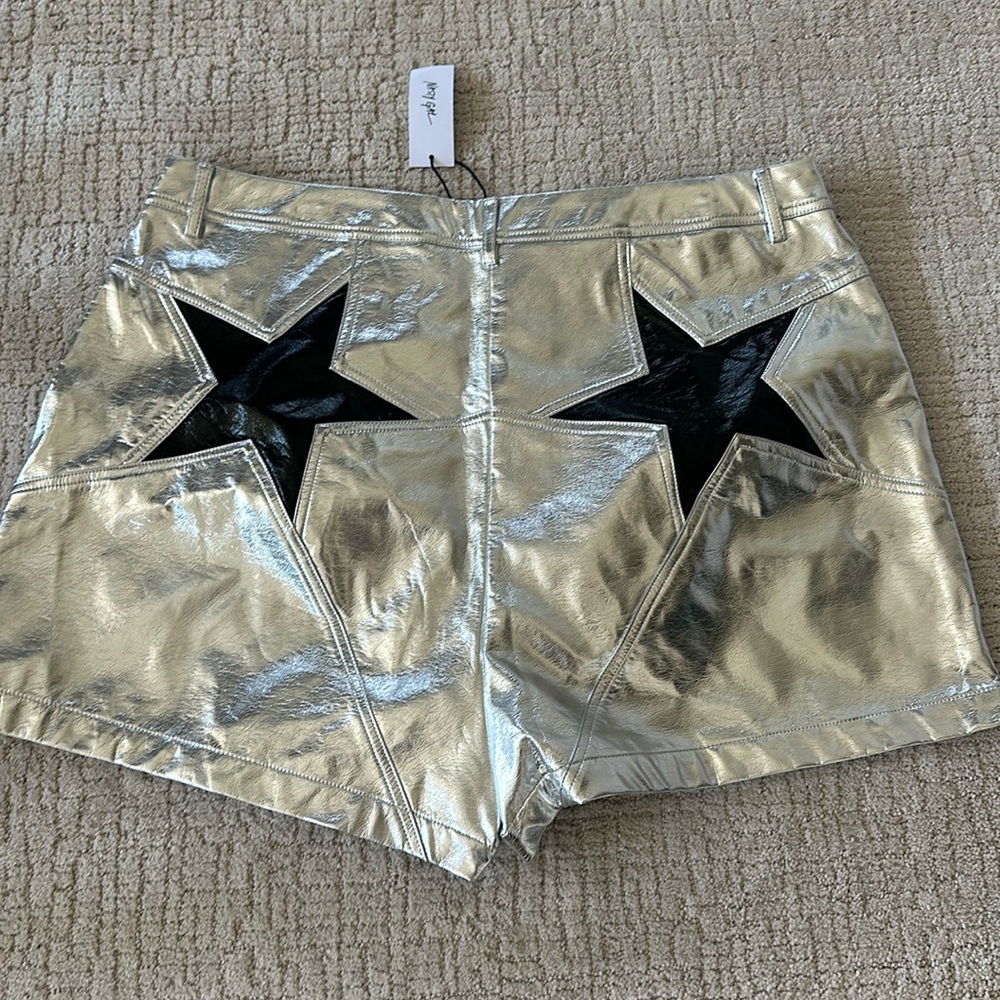 Nasty Gal Faux Leather Metallic Star Bum Shorts